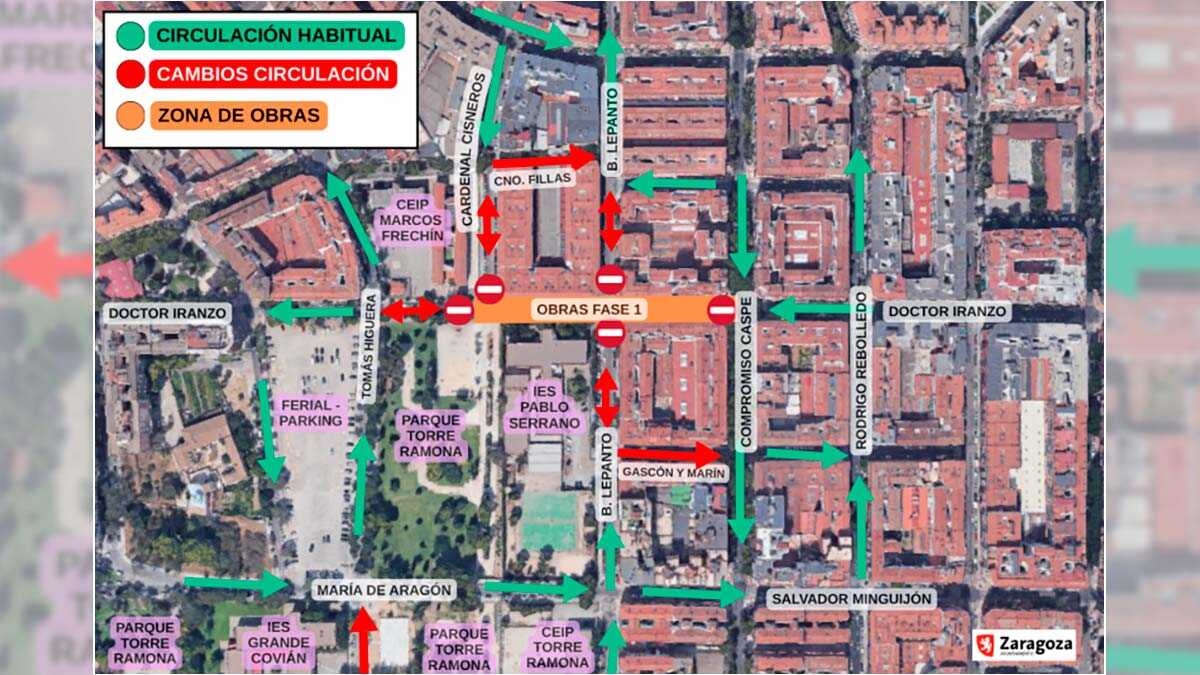 La rue Doctor Iranzo entre en travaux : changements de circulation et déviation du bus 44 à Las Fuentes