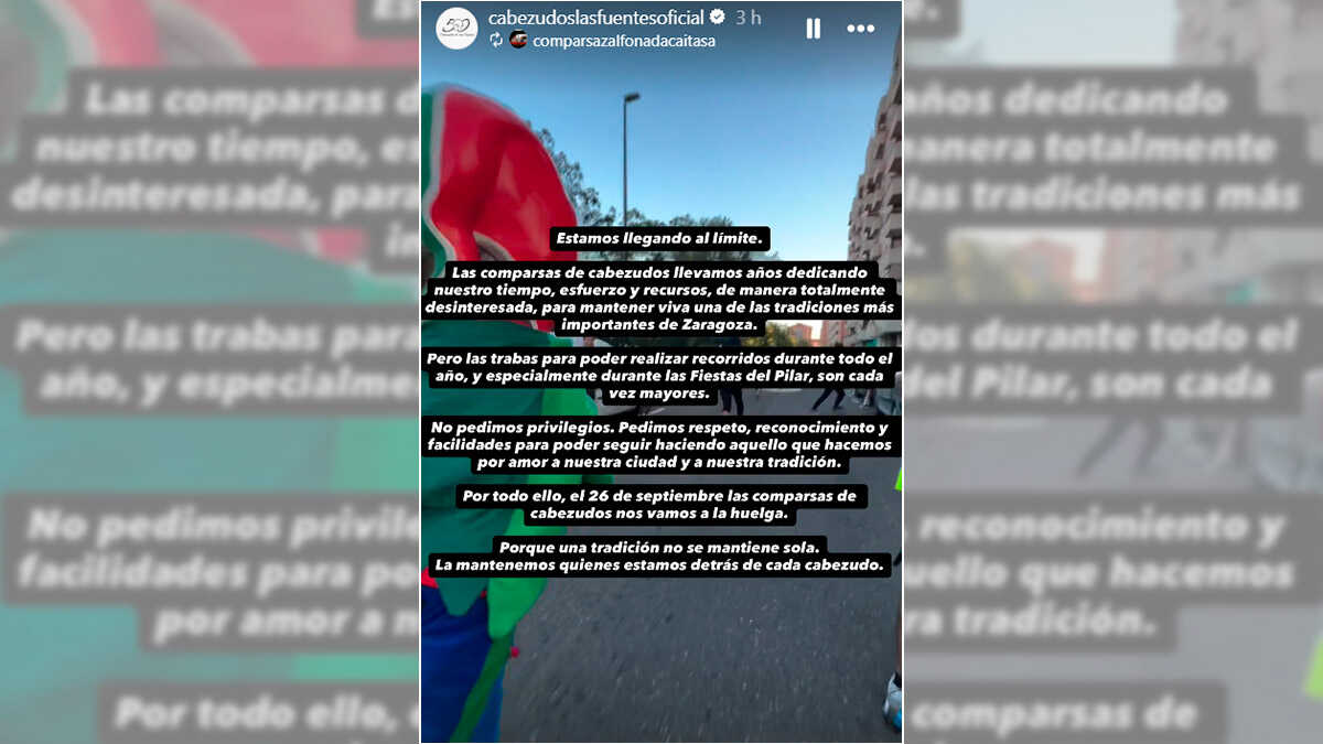 Les cabezudos des quartiers de Saragosse protestent contre leur exclusion des Fêtes du Pilar