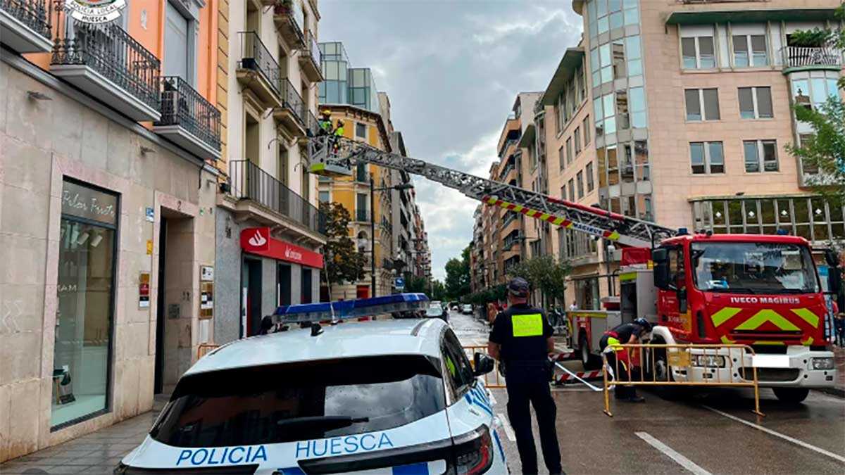 La chute de gravats atteint une passante en plein centre de Huesca