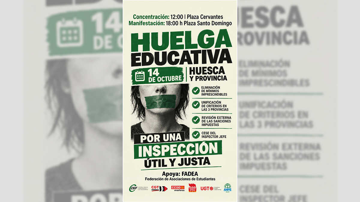 Les enseignants de Huesca en grève ce mercredi en raison du conflit avec l’Inspection de l’éducation : voici pourquoi