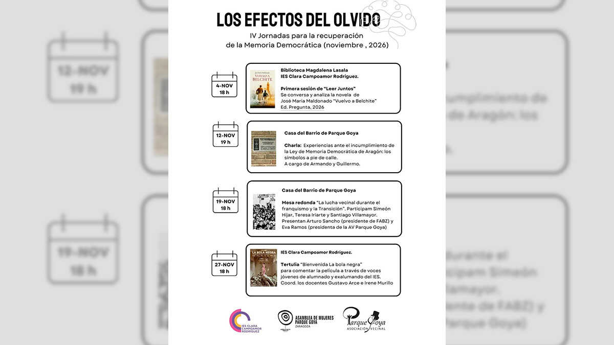 Parque Goya célèbre ses journées de récupération de la mémoire démocratique : programme complet